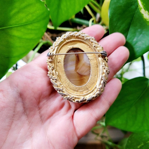 Vintage Agate Gemstone Boucher Brooch Pin - Picture 8 of 8